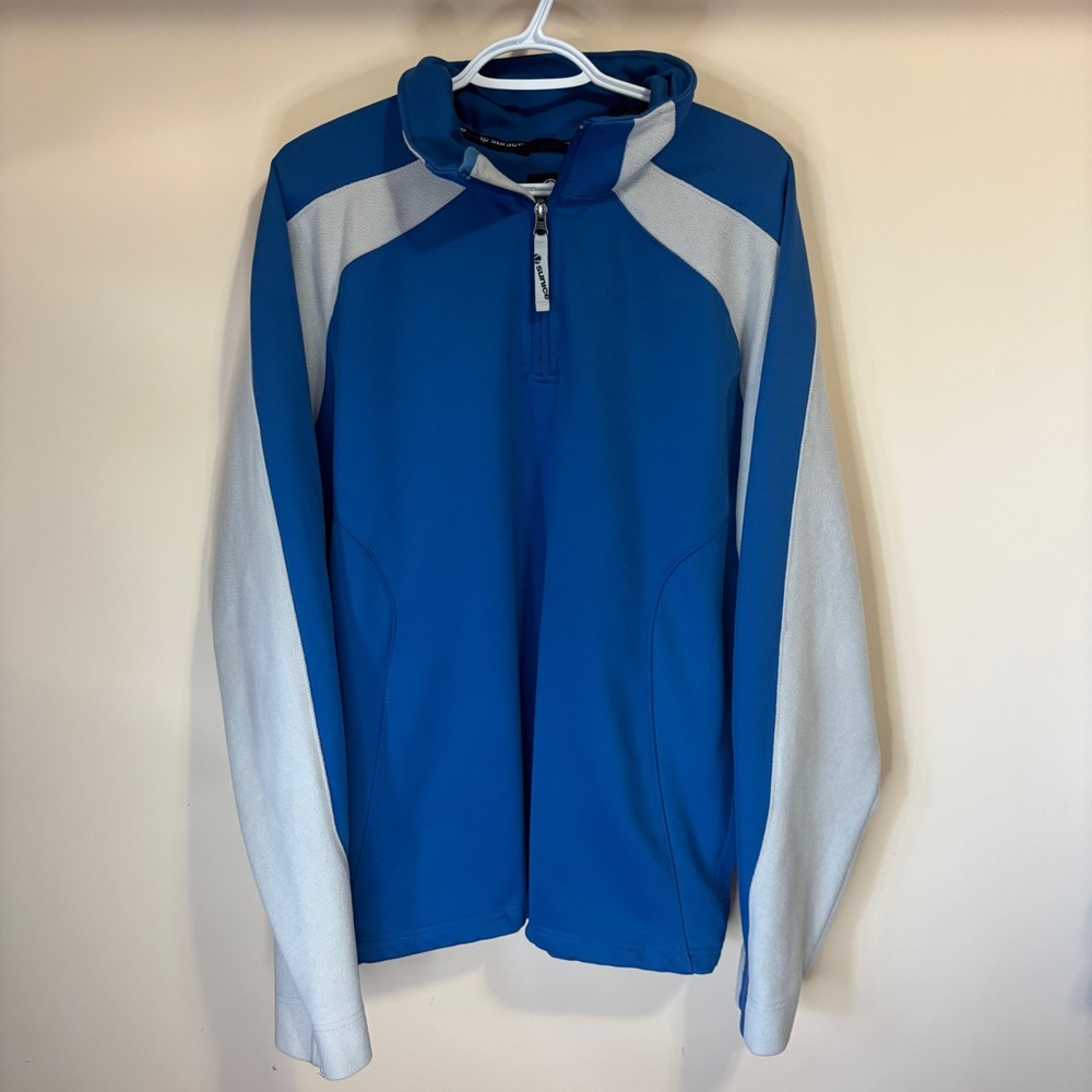 Sunice Six Layers Men’s size Large Blue & Grey Pullover Sweater FLAWED